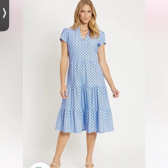 JUDE CONNALLY LIBBY MIDI DRESS CIRCLE GEO BLUEBELL Medium - Picture 2 of 12